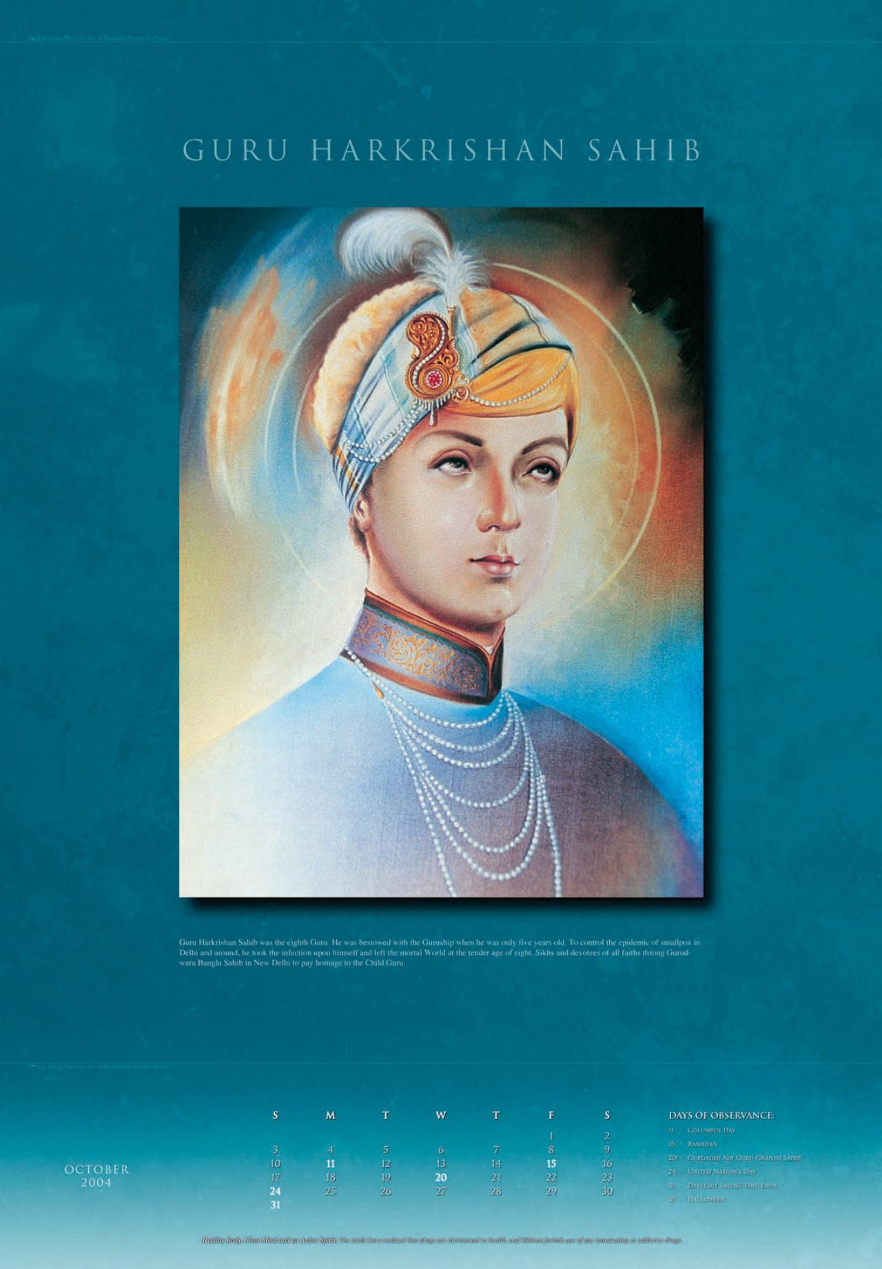 November: Guru Harkrishan Sahib
