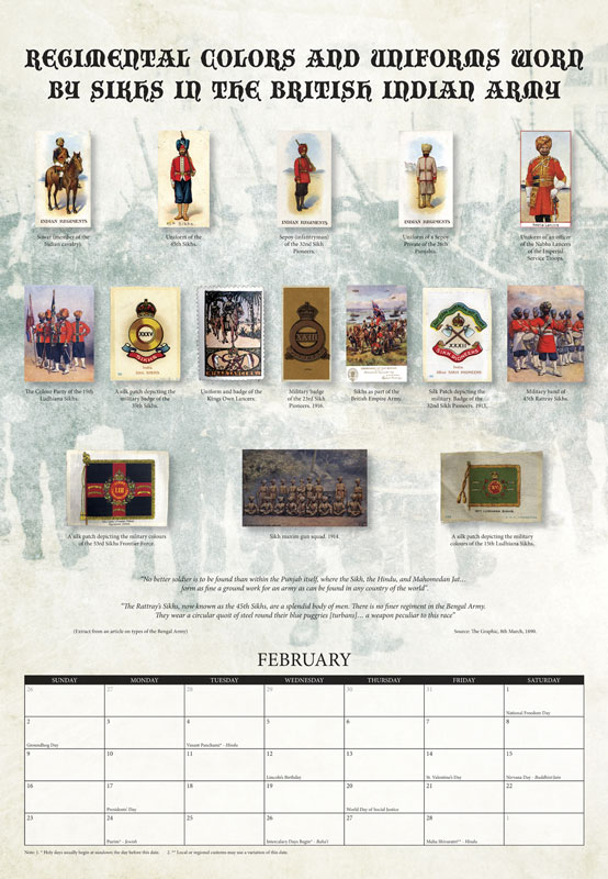 February: Regimental Colors and Uniforms Worn By Sikhs In The British Indian Army