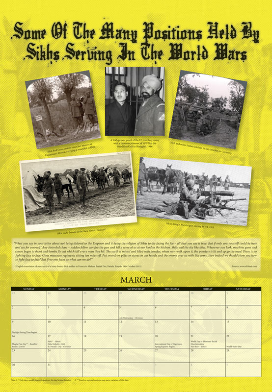 March: Some Of The Many Positions Held By Sikhs Serving In The World Wars