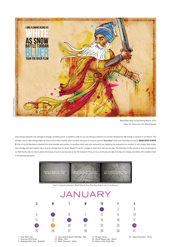 January: Baba Deep Singh (Long Flowing Beard)