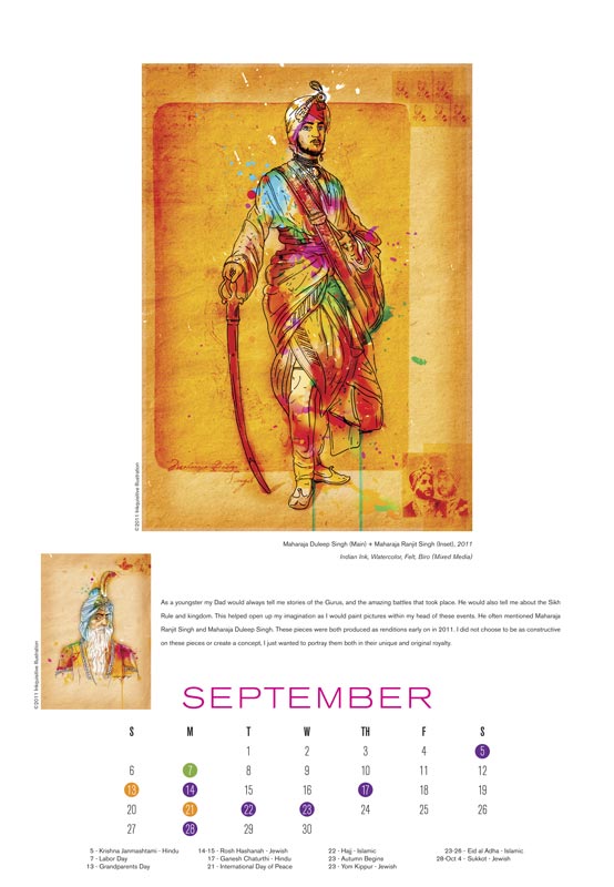 September: Maharaja Duleep Singh (Main) + Maharaja Ranjit Singh (Inset)