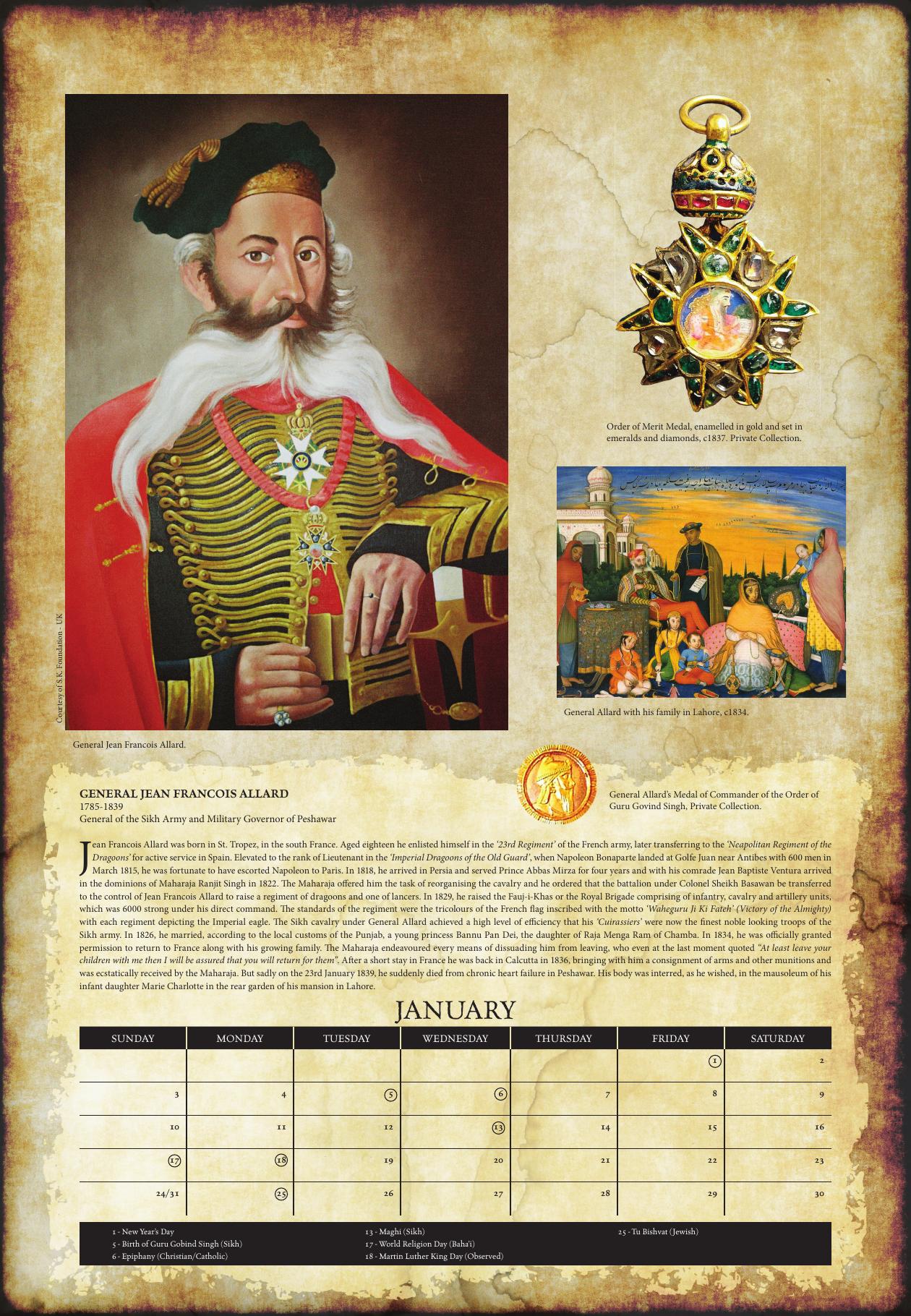 January: GENERAL JEAN FRANCOIS ALLARD