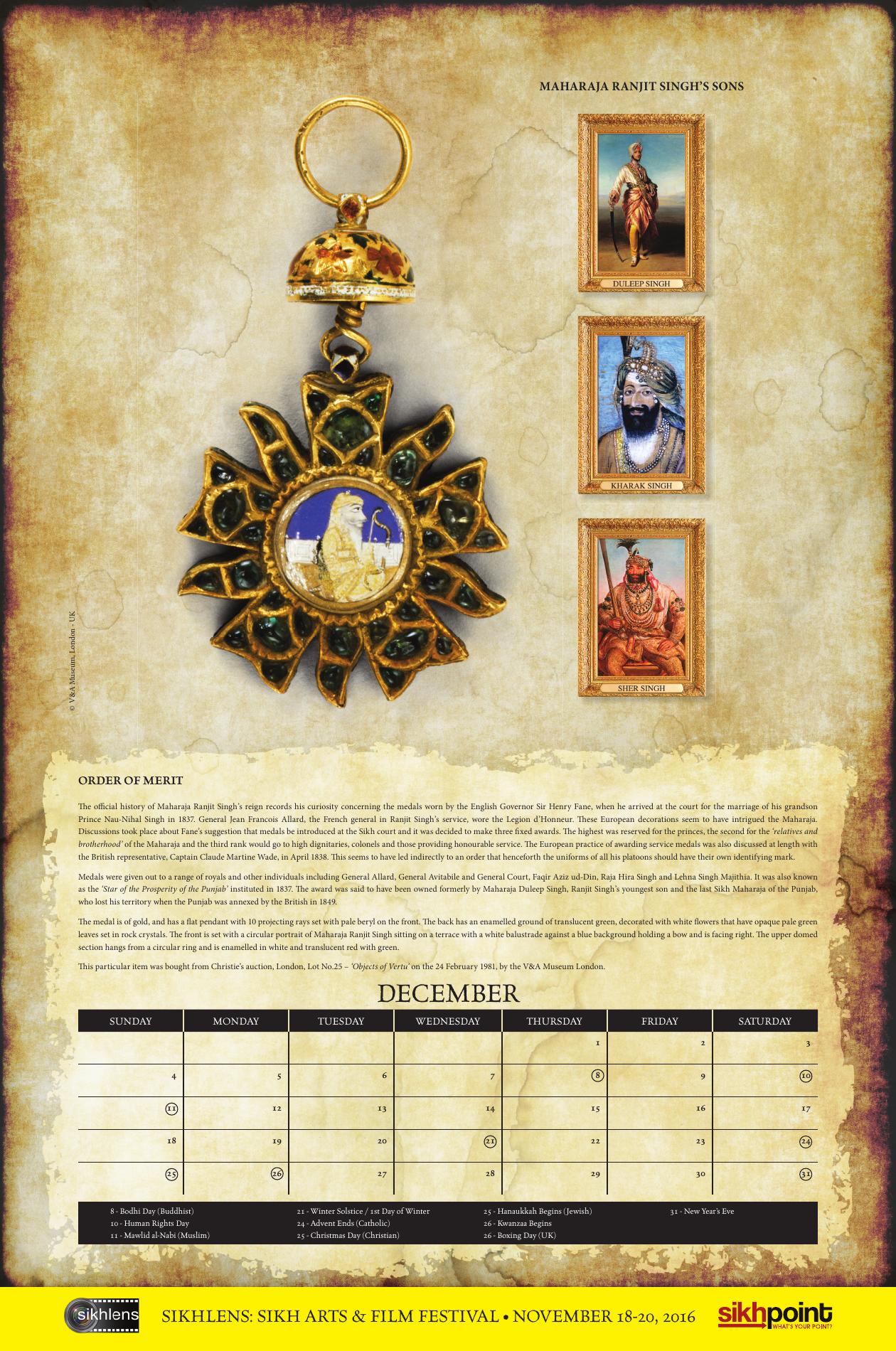 December: Order of Medal