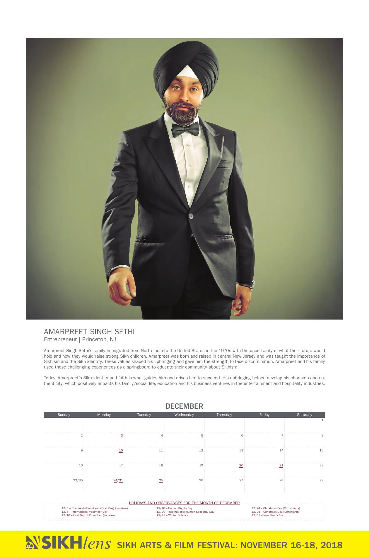December: AMARPREET SINGH SETHI