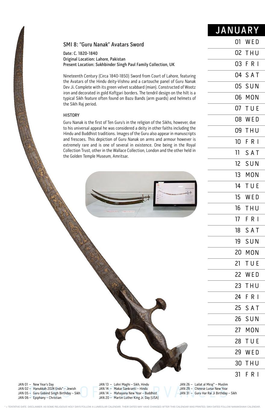 January: "Guru Nanak" Avatars Sword