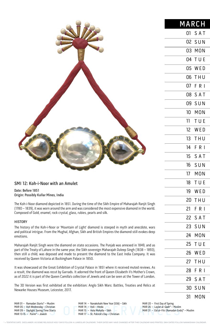 March: Koh-i-Noor with an Amulet